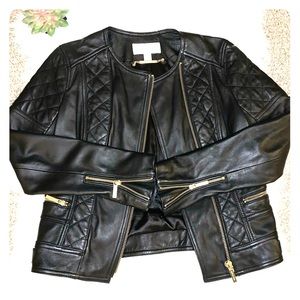 BLACK LEATHER JACKET - MICHAEL KORS
